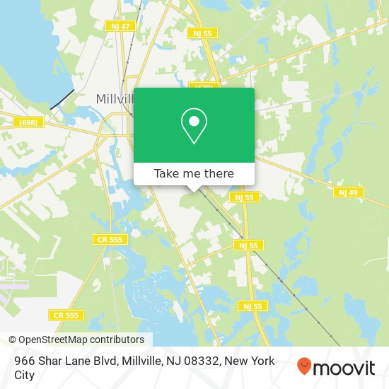 Mapa de 966 Shar Lane Blvd, Millville, NJ 08332