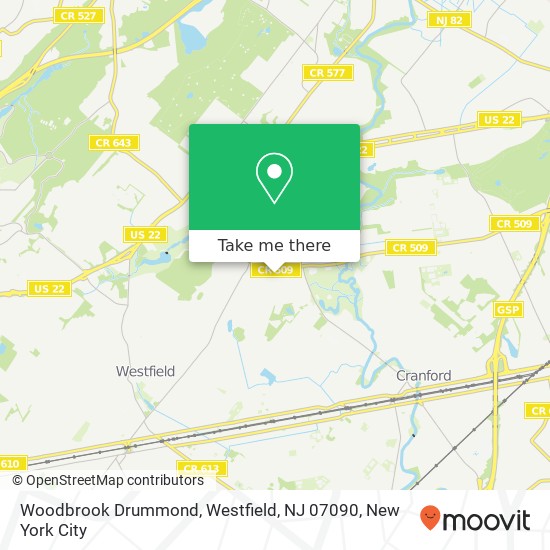 Mapa de Woodbrook Drummond, Westfield, NJ 07090