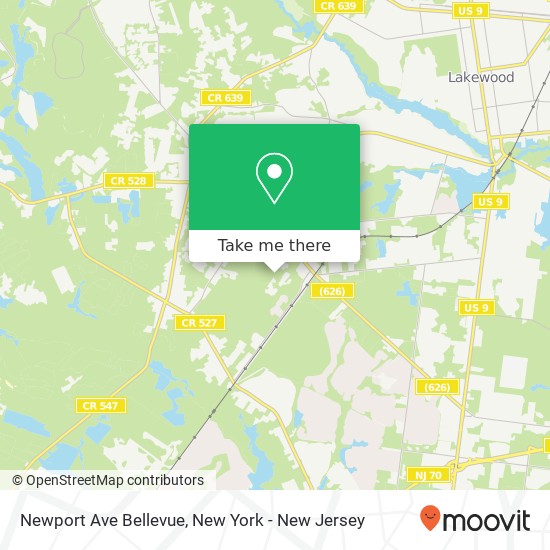 Mapa de Newport Ave Bellevue, Lakewood, NJ 08701