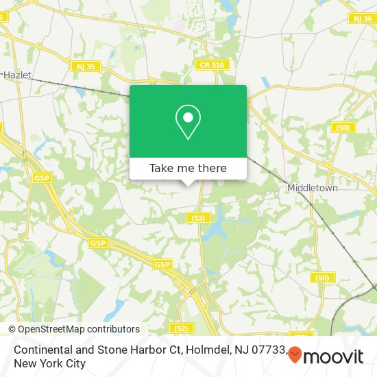 Mapa de Continental and Stone Harbor Ct, Holmdel, NJ 07733