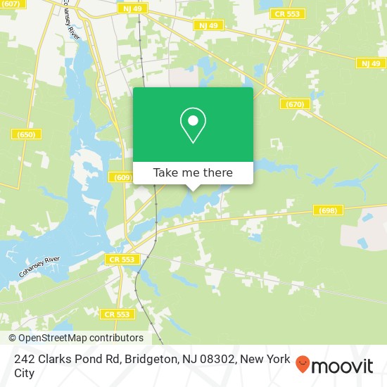Mapa de 242 Clarks Pond Rd, Bridgeton, NJ 08302