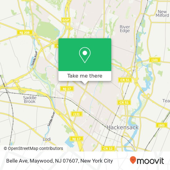 Mapa de Belle Ave, Maywood, NJ 07607