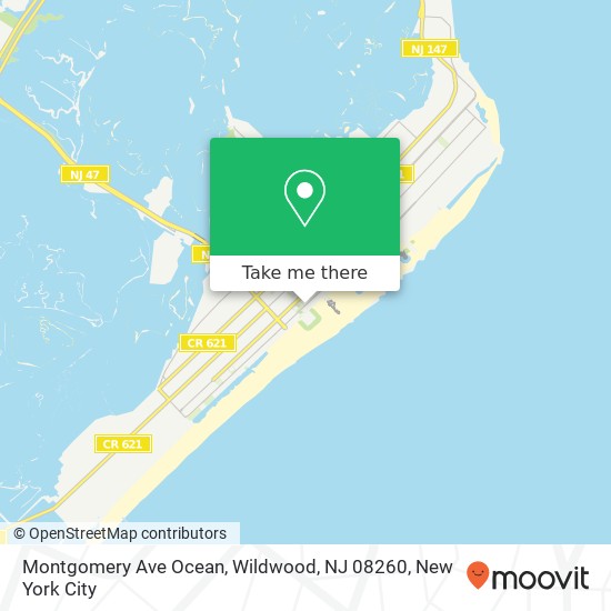 Mapa de Montgomery Ave Ocean, Wildwood, NJ 08260