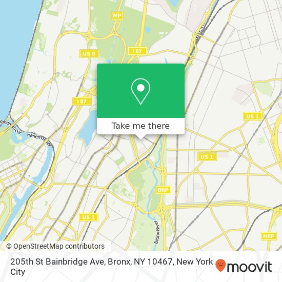 Mapa de 205th St Bainbridge Ave, Bronx, NY 10467