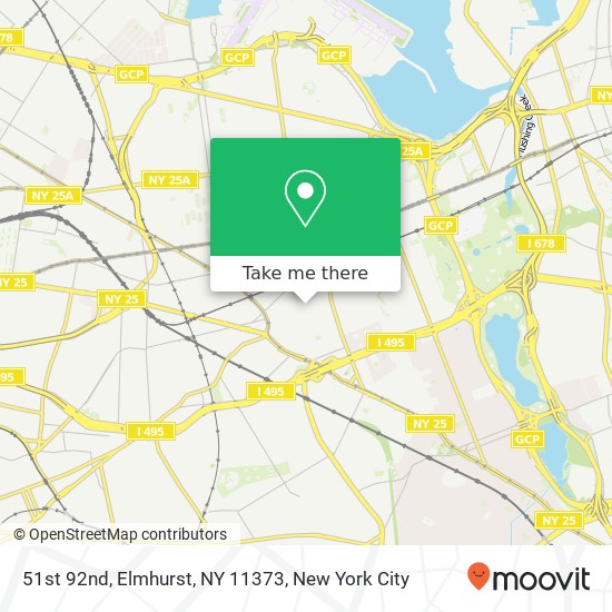 Mapa de 51st 92nd, Elmhurst, NY 11373