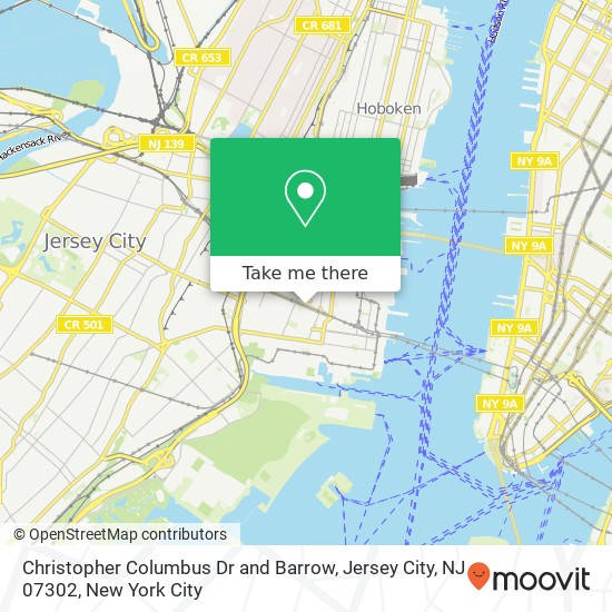 Mapa de Christopher Columbus Dr and Barrow, Jersey City, NJ 07302