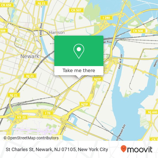 Mapa de St Charles St, Newark, NJ 07105