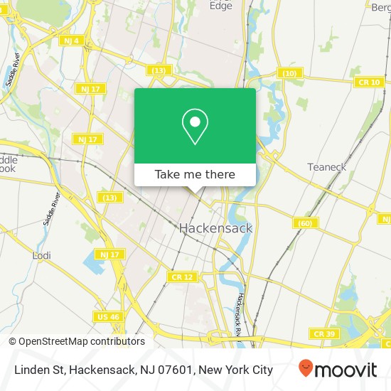 Mapa de Linden St, Hackensack, NJ 07601