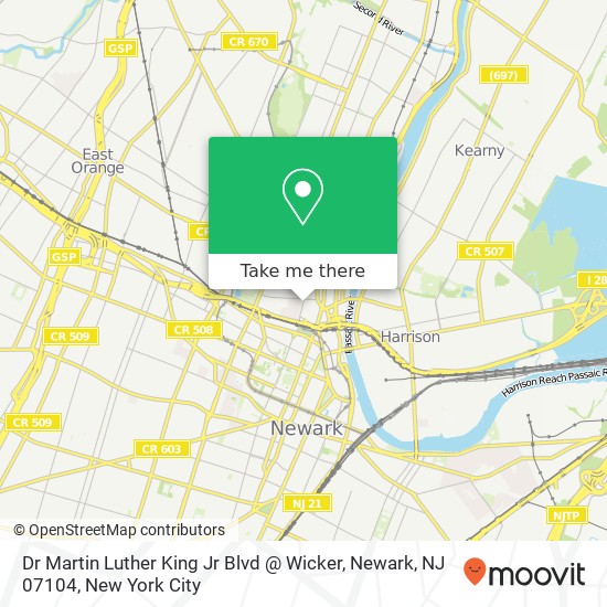 Dr Martin Luther King Jr Blvd @ Wicker, Newark, NJ 07104 map