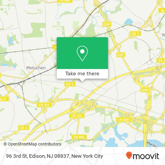 Mapa de 96 3rd St, Edison, NJ 08837