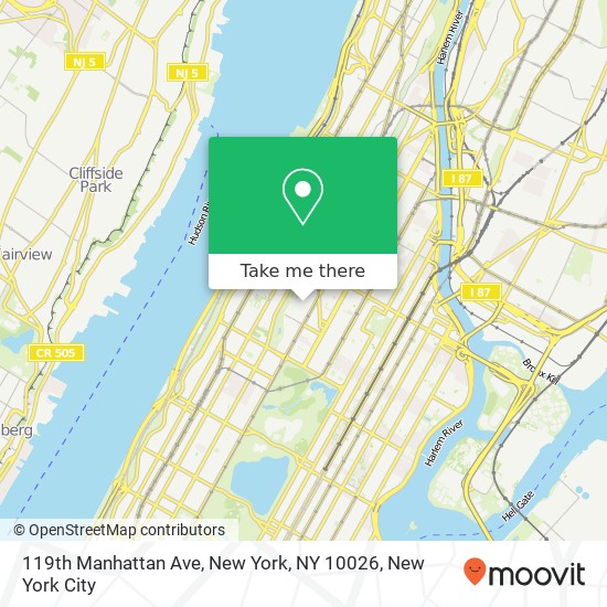 119th Manhattan Ave, New York, NY 10026 map