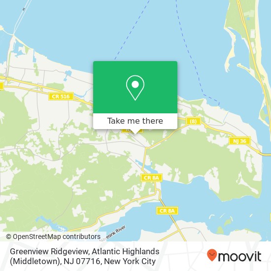 Mapa de Greenview Ridgeview, Atlantic Highlands (Middletown), NJ 07716
