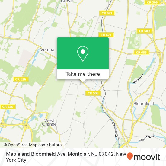 Maple and Bloomfield Ave, Montclair, NJ 07042 map