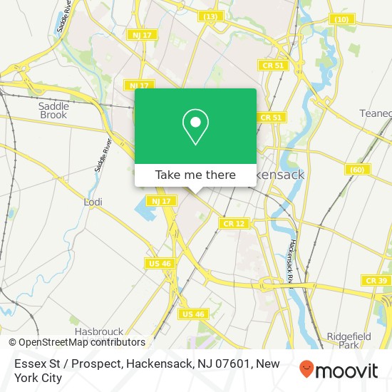 Mapa de Essex St / Prospect, Hackensack, NJ 07601