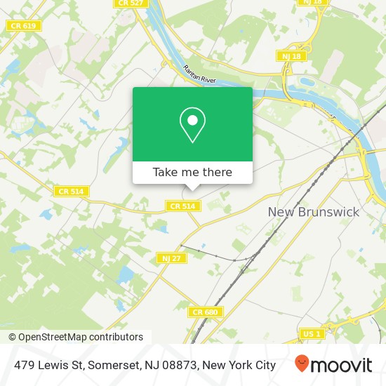 Mapa de 479 Lewis St, Somerset, NJ 08873
