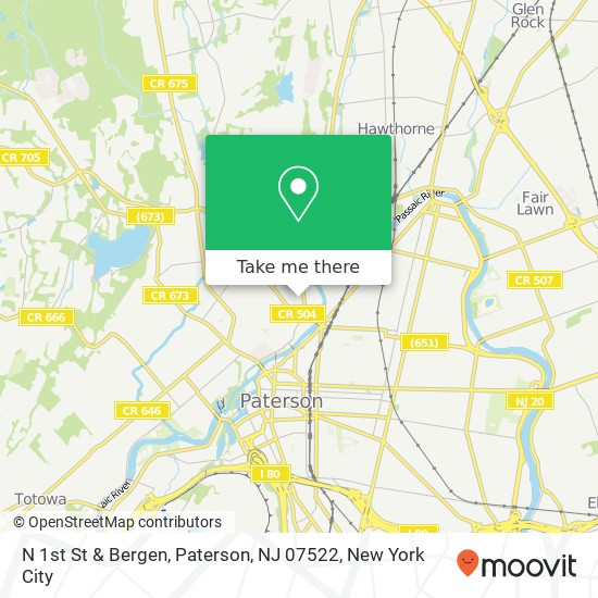 Mapa de N 1st St & Bergen, Paterson, NJ 07522