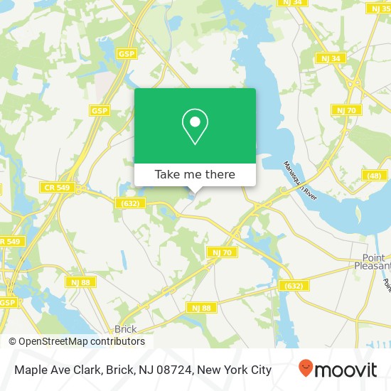 Mapa de Maple Ave Clark, Brick, NJ 08724