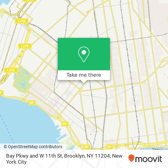 Mapa de Bay Pkwy and W 11th St, Brooklyn, NY 11204