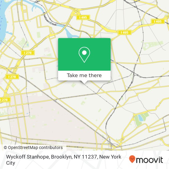 Mapa de Wyckoff Stanhope, Brooklyn, NY 11237