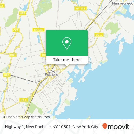 Mapa de Highway 1, New Rochelle, NY 10801