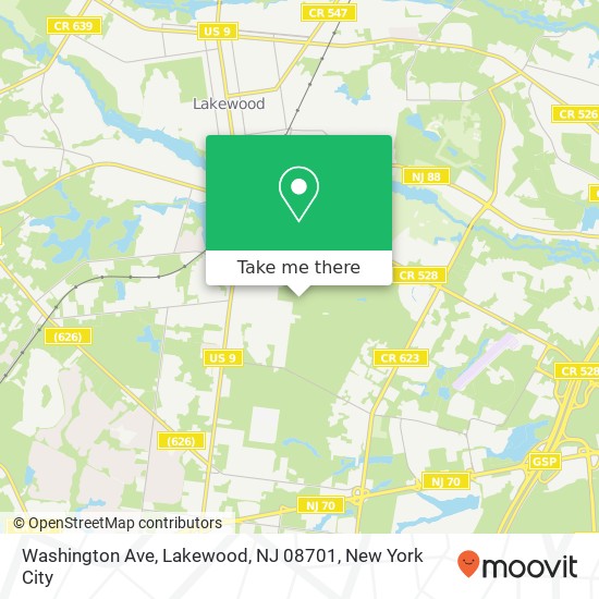 Mapa de Washington Ave, Lakewood, NJ 08701