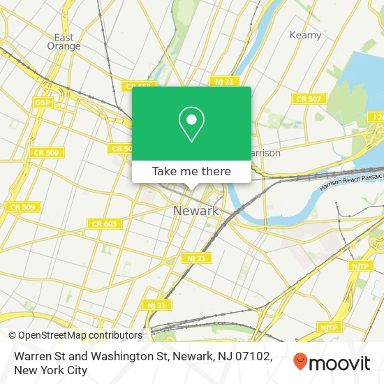 Warren St and Washington St, Newark, NJ 07102 map