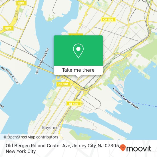 Old Bergen Rd and Custer Ave, Jersey City, NJ 07305 map