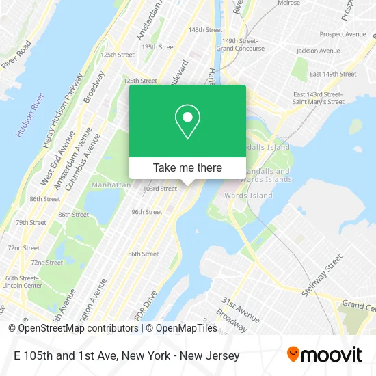 Mapa de E 105th and 1st Ave