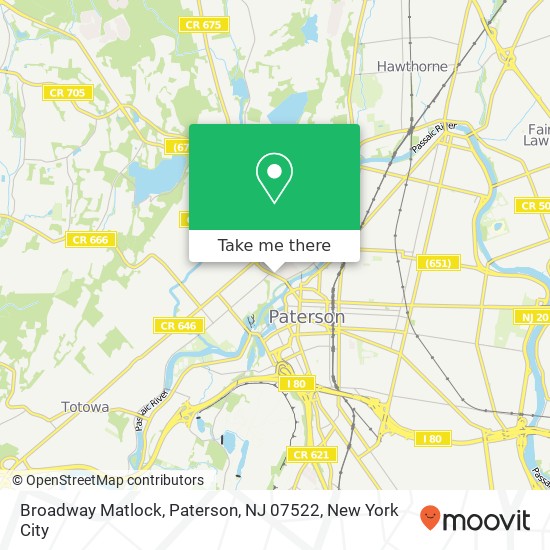 Mapa de Broadway Matlock, Paterson, NJ 07522
