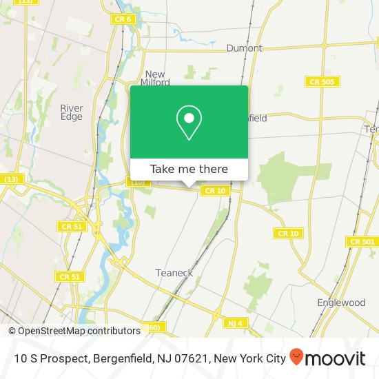 Mapa de 10 S Prospect, Bergenfield, NJ 07621