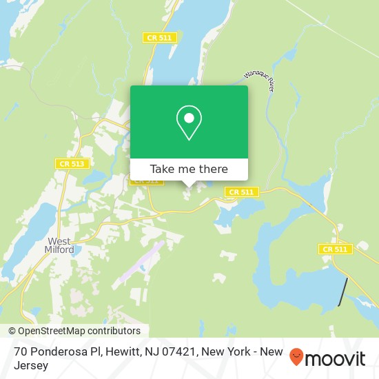 Mapa de 70 Ponderosa Pl, Hewitt, NJ 07421