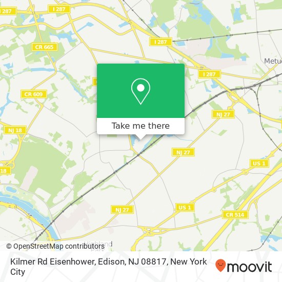 Mapa de Kilmer Rd Eisenhower, Edison, NJ 08817