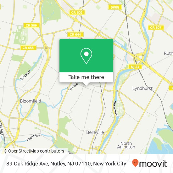 Mapa de 89 Oak Ridge Ave, Nutley, NJ 07110