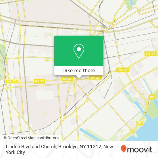 Mapa de Linden Blvd and Church, Brooklyn, NY 11212