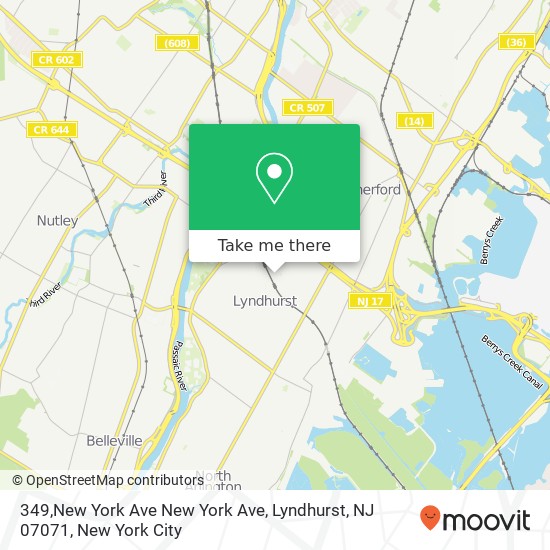 Mapa de 349,New York Ave New York Ave, Lyndhurst, NJ 07071