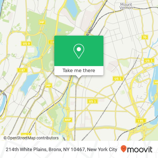 Mapa de 214th White Plains, Bronx, NY 10467