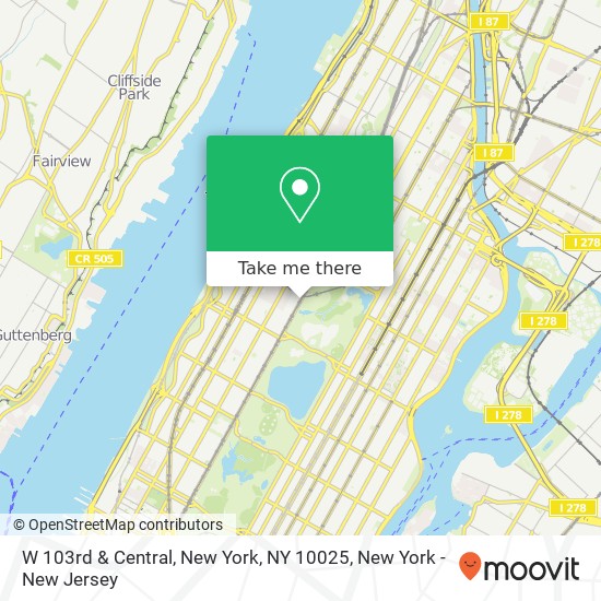 W 103rd & Central, New York, NY 10025 map
