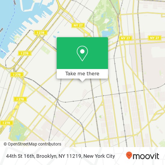 Mapa de 44th St 16th, Brooklyn, NY 11219