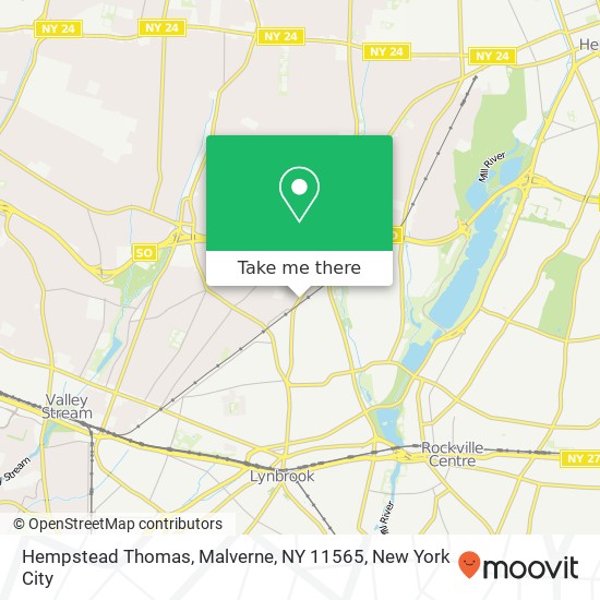 Mapa de Hempstead Thomas, Malverne, NY 11565