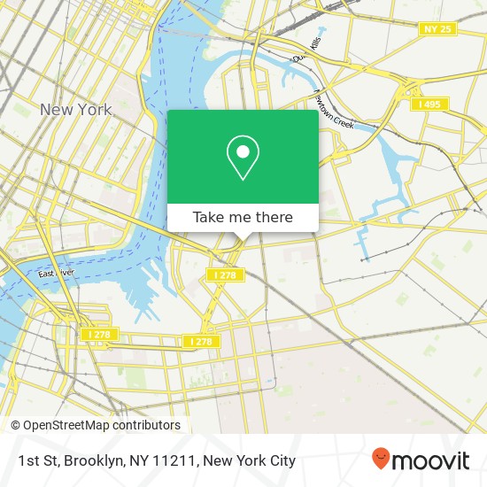 Mapa de 1st St, Brooklyn, NY 11211