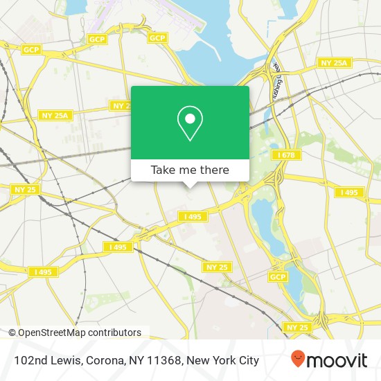 Mapa de 102nd Lewis, Corona, NY 11368