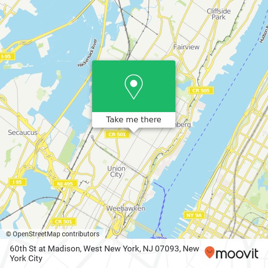Mapa de 60th St at Madison, West New York, NJ 07093