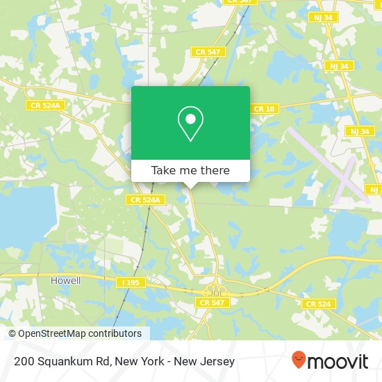 Mapa de 200 Squankum Rd, Farmingdale, NJ 07727