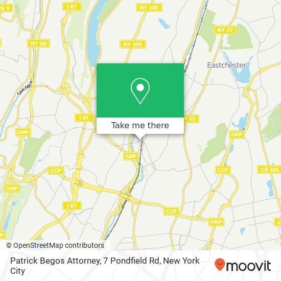 Patrick Begos Attorney, 7 Pondfield Rd map