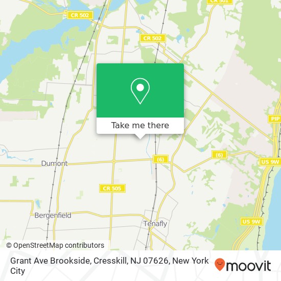 Mapa de Grant Ave Brookside, Cresskill, NJ 07626