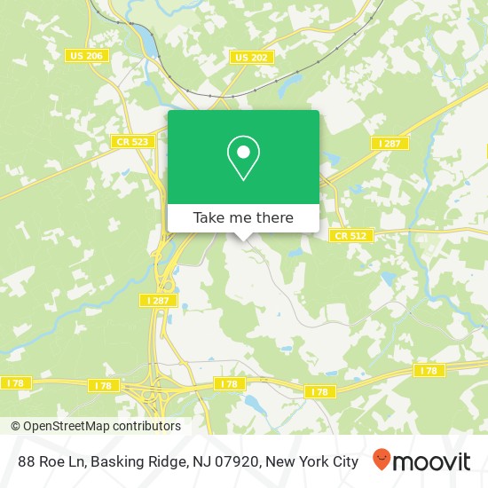 Mapa de 88 Roe Ln, Basking Ridge, NJ 07920