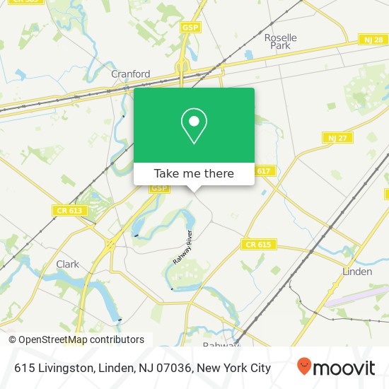 Mapa de 615 Livingston, Linden, NJ 07036