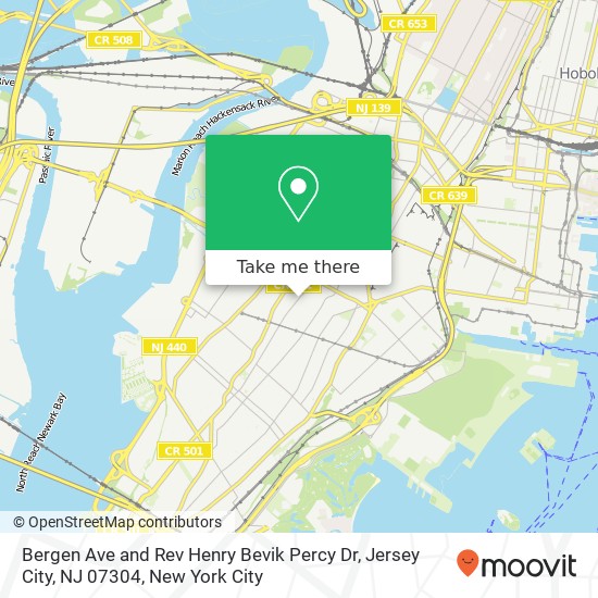 Bergen Ave and Rev Henry Bevik Percy Dr, Jersey City, NJ 07304 map