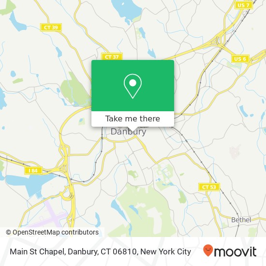 Mapa de Main St Chapel, Danbury, CT 06810
