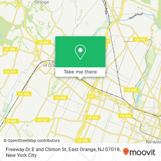 Freeway Dr E and Clinton St, East Orange, NJ 07018 map